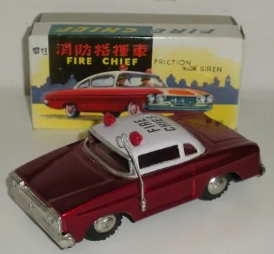 Vintage Tin Fire Chief Car (Friction Drive With SirenCirca 1970's) • $22.75