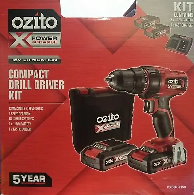 Ozito 18V Power X Change Cordless Drill Driver Battery Charger Case Tool Kit • $399