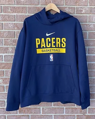 Nike NBA Indiana Pacers Team Issue Center Swoosh Hoodie Navy Yellow Mens XL • $55