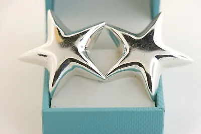 Sterling Silver Tiffany & Co. Star Earrings Clip Ons VINTAGE Large Size 19.8g • $300.50