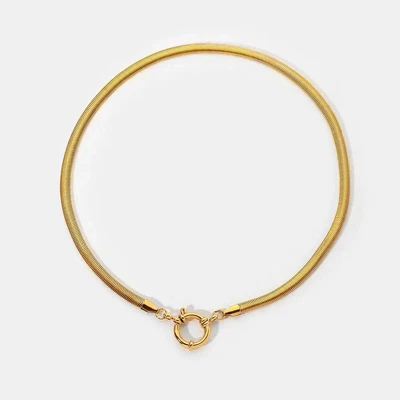 £12.99 • Buy Snake Chain Necklace 18K Gold Plated Stainless Steel Herringbone Flat