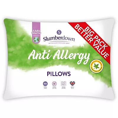 Slumberdown Anti Allergy Soft/Medium/Firm Pillows • £15.80