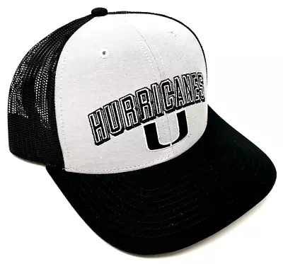 Um University Of Miami Hurricanes Grey Black Mesh Trucker Snapback Hat Cap Retro • $17.95