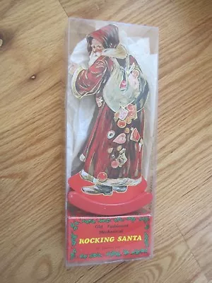Old Fashioned Mechanical Rocking Santa Paper Plastic In Box 1980 Vintage • $26.77