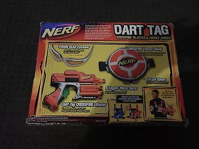 Nerf CrossFire Dart Blaster Set Dart Tag Glasses Target Shield Gun 2005 N-Strike • $89.95