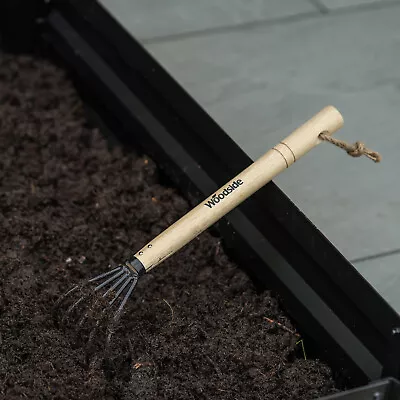 Woodside Mini Garden Hand Rake Portable Steel Cultivating Digging Tool • £5.99