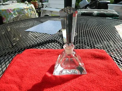 Vintage Heavy Lead Cut Crystal Perfume Decanter Bottle With Stopper Art Deco • $19.99