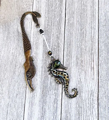 Mermaid And Seahorse Antique Brass Metal Bookmark • $20