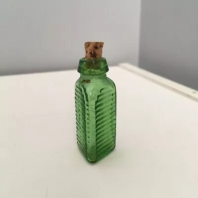 Vintage Miniature Triangular Green Ribbed Glass 3 In 1 Oil Bottle Sample • $12.99
