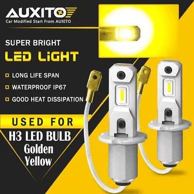 2X AUXITO Yellow H3 LED Fog Light Headlight Bulbs Lamp Conversion Kit 3000K EOA • $24.99