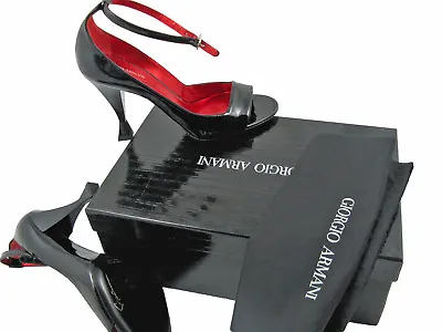 £266.80 • Buy NEW $795 Giorgio Armani Shoes (Heels)!  US 8.5 E 38.5   Black Patent Leather