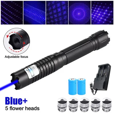 1 Watt Blue Burning Laser Pointer High Power Adjustable Visible Star Light SOS • $64.89