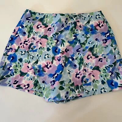 Zara Formal Satin Skort Sz XS Floral Skirt Shorts • $24.99