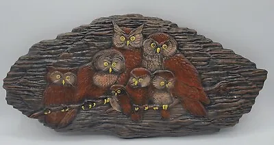 Vintage Owl Family Mid Century Modern Ceramic Clay Glazed Wall Plaque • $24.99