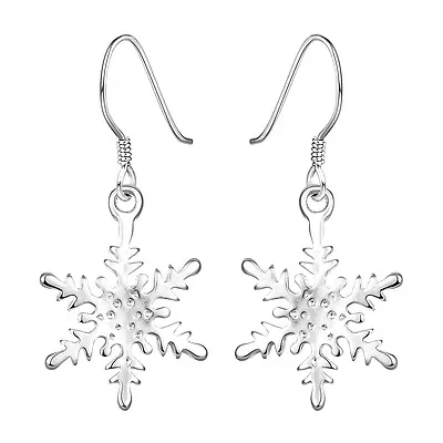 $8.99 • Buy 925 Sterling Silver Chandelier Snowflake Hoop Pierced Earrings L156