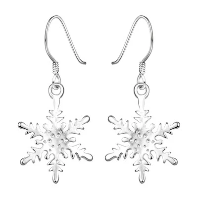 $8.99 • Buy 925 Sterling Silver Chandelier Snowflake Hoop Pierced Earrings L156