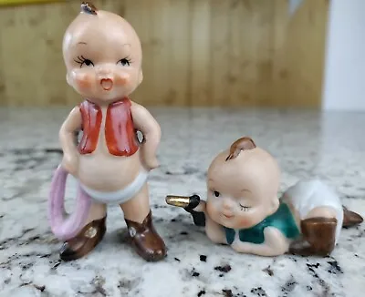Kewpie Figurines SET Of TWO Cowboys 3.5  Vintage • $24.99
