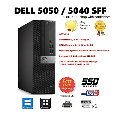 £229 • Buy Dell OptiPlex 5050 5040 SFF Intel I7-7th Gen 2TB SSD 64GB RAM Desktop PC HDMI 4K