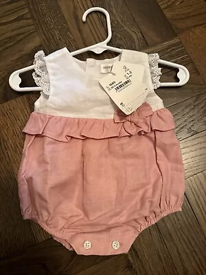 NWT Mayoral Baby Girl Size 1 - 2 Months One Piece Outfit Pink Shorts Bow New • $36