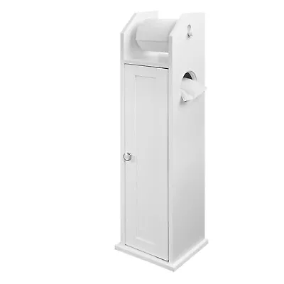 SoBuy Free Standing Bathroom Toilet Paper Roll Holder Storage Cabinet FRG135-W • $44.99