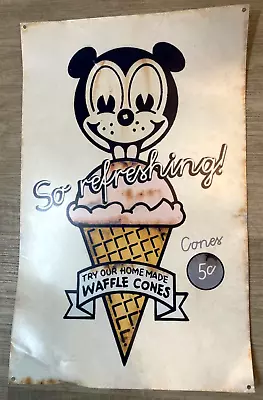 WAFFLE CONES ICE CREAM  Metal Tin Sign Retro Shed Bar Man Cave 40cms • $24.50