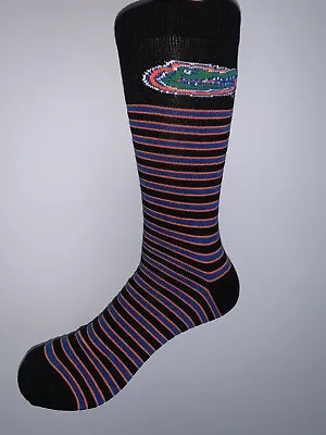 Florida Gators Ncaa College Jersey Logo Multi Stripe Dress Socks Mens Large • $9.67