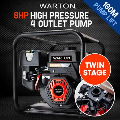 WARTON Petrol Water Pump 8HP Fire Fighting High Pressure Transfer Irrigation 4 • $345