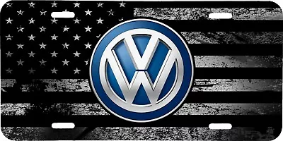 Volkswagen Logo American Flag Gray Vehicle License Plate Auto Car Front Tag • $19.95