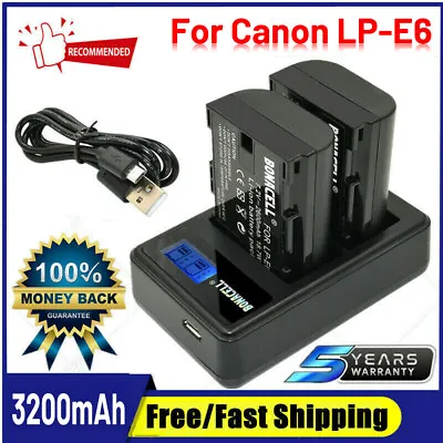 £17.99 • Buy 2-4X LP-E6 LP-E6N Battery For Canon EOS 80D 70D 5DS 6D 7D Mark II + Dual Charger