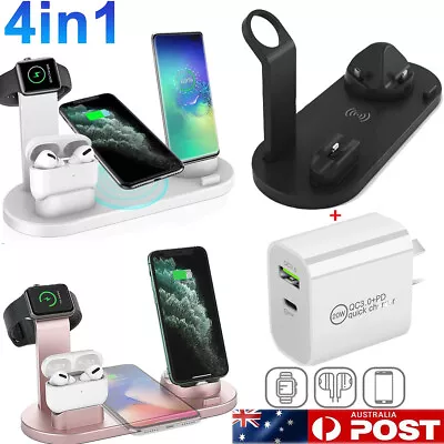 $25.26 • Buy 4in1 Wireless Charger Dock Fast Charging Stand For Airpods Apple Watch IPhone 13