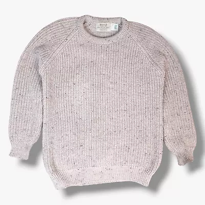 VINTAGE Aran Sweater Market Knit Jumper Large L Mens Skiddaw Wool Irish Pullover • $33.23