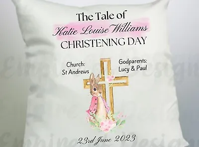 £15 • Buy Personalised Peter Rabbit Christening Cushion For Baptism, Christening Gift