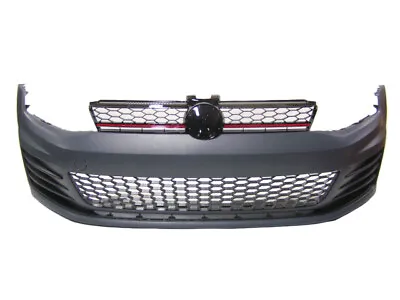 For VW 13-17 MK7 Golf GTI Front Bumper W/o PDC W/ LED FOG Ligh & Red Line Grille • $609.99