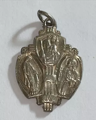 Vintage Sterling St. Christopher Medal Protect Us Mary Jesus Pendant Charm • $17.99