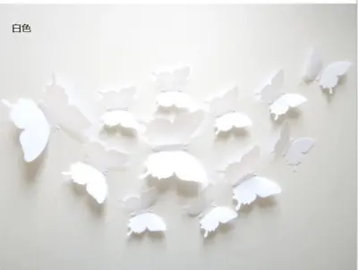 12pcs 3D Butterfly Wall Sticker Art Decal Home Room Decor PVC White Stickers DIY • £3.39