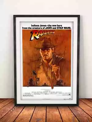 Raiders Of The Lost Ark 1981 - Movie Poster Framed Black A4 A3 • £5.85