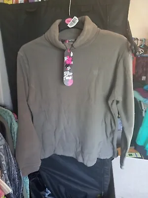 Miss Fiori Size 14 Khaki Green Fleece Long Sleeve Roll Neck • £7.50