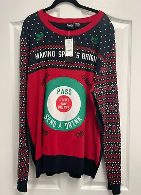 $19.95 • Buy Mad Engine Ugly Christmas Sweater Drinking Game  Ball Toss Men's XXL NEW
