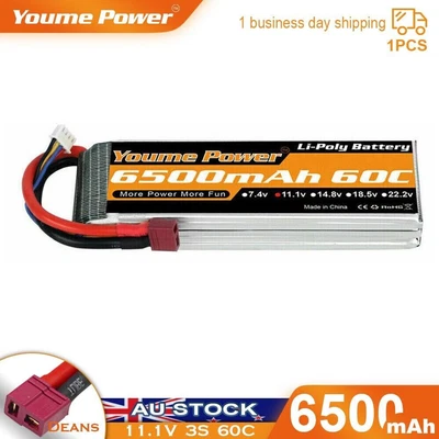 $59.99 • Buy 11.1V 3S 6500mAh LiPo Battery 60C Deans For RC Car Truck Quad Helicopter Drone