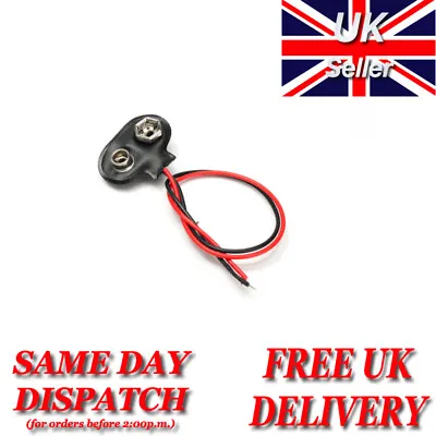 9V Battery Connector Clip Snap On Wire Leads Holder T & L Style PP3 • £1.79