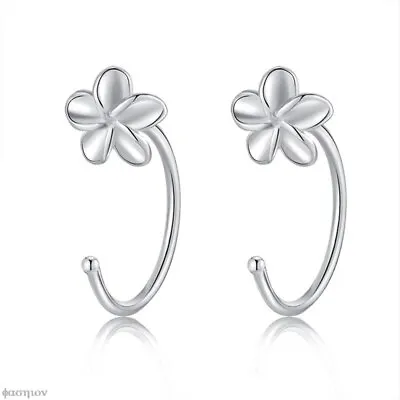 $7.06 • Buy Half Hoop Earrings Sterling Silver Small Open Huggie Hoop Earrings Cartilage Cu