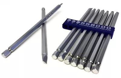 9Pce Screwdriver Bit Set 150mm 6  Long PH1 PH2 PH3 PZ1 PZ2 PZ3 3 5 7mm Slot • £6