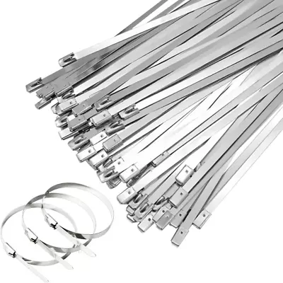 100PCS 4.6X250Mm Metal Cable Zip Ties Heavy Duty 304Stainless Steel Self-Locking • $9.70