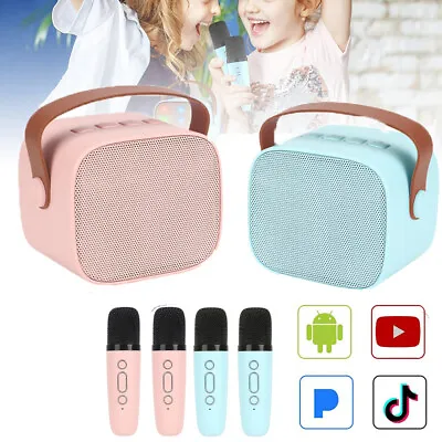 Portable Bluetooth Speaker Kids Mini Karaoke Machine With 2 Wireless Microphone • £16.89