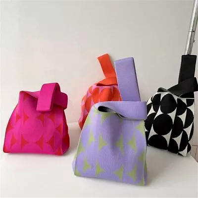 Casual Handmade Reusable Knit Handbag Tote Bag Wrist Bag Shopping Bags • $16.37