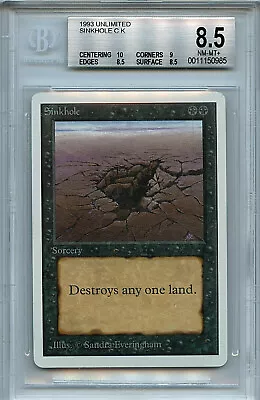 MTG Unlimited Sinkhole BGS 8.5 NM/MT+ Card Magic Amricons 0985 • $189.99