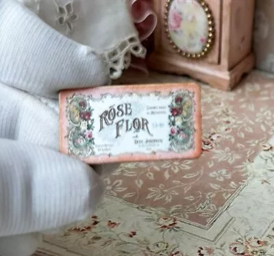 Miniature Dollhouse FRENCH SIGN  Garden Rose Flower  Perfume Pink Flowers & Rose • $9.95