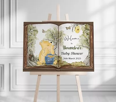 Personalised Baby Shower Welcome Sign Poster Wall  Print Picture Winnie The Pooh • £7.99