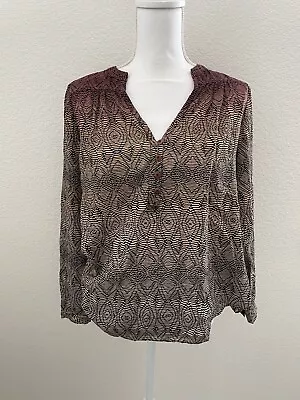 Diane Von Furstenberg Dvf Ombré Brown Black Long Sleeve Silk Blouse Nwt Sz 0 S • $64.54