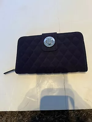 Vera Bradley Wristlet Classic Black Front Zip Quilted Clutch Wallet Handbag • $9.99